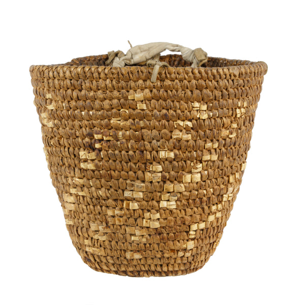 Partially Imbricated Cowlitz Basket, Native, Basketry, Vertical