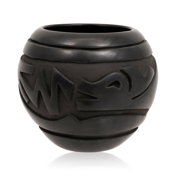Rose M. Lewis Black Ware Jar, Native, Pottery, Historic
