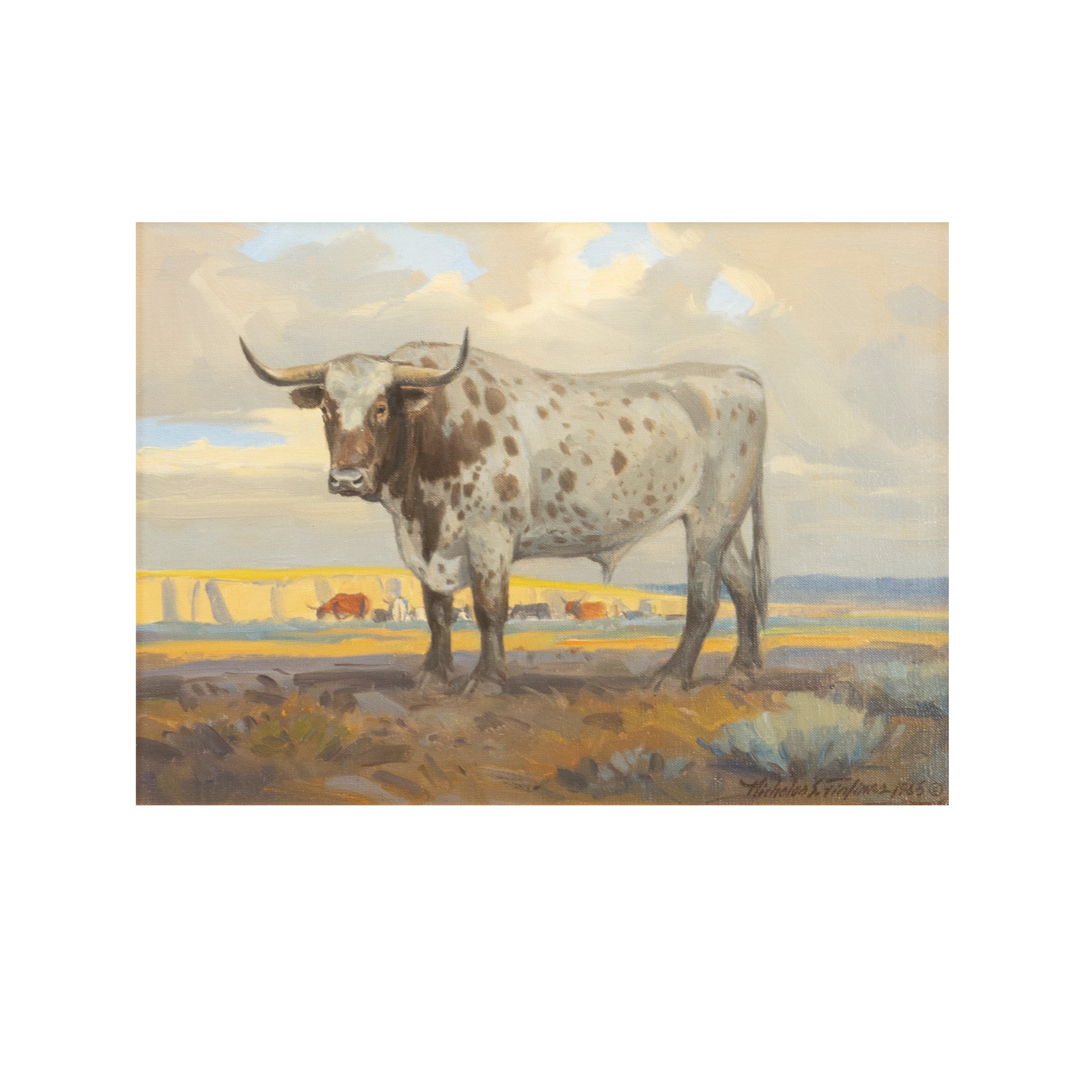 "The Longhorn Bull" by Nicholas S. Firfires, Fine Art, Painting, Western