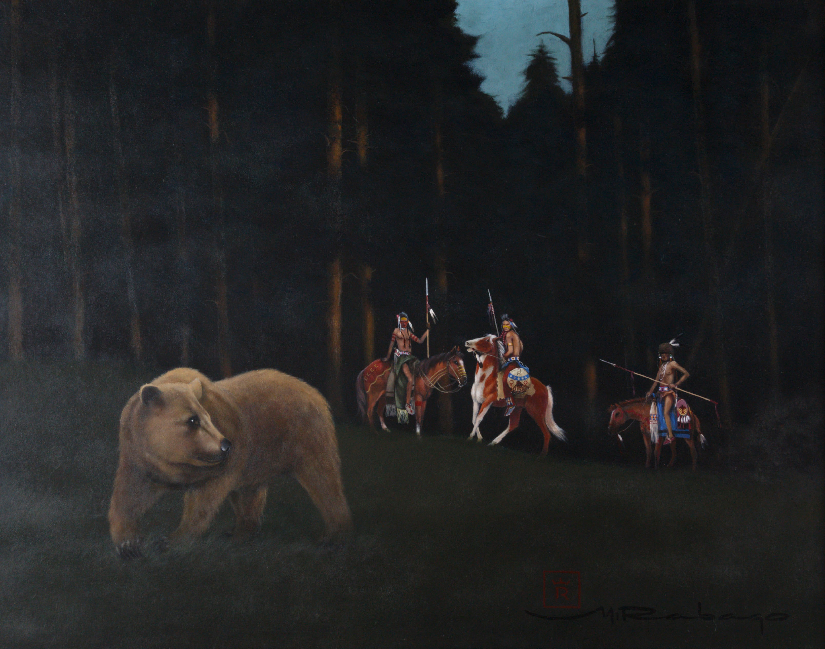 "Unwelcome Visitors" by Mario Rabago, Fine Art, Painting, Native American