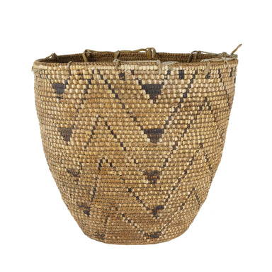 Klickitat Basket with Triangle  Design, Native, Basketry, Vertical