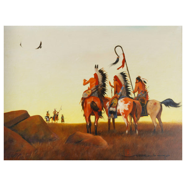 "Encounter on the Badlands" by Mario Rabago, Fine Art, Painting, Native American