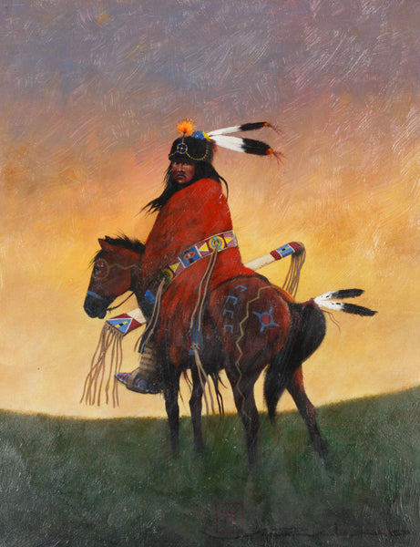 "Someone is Followin' Me" by Mario Rabago, Fine Art, Painting, Native American