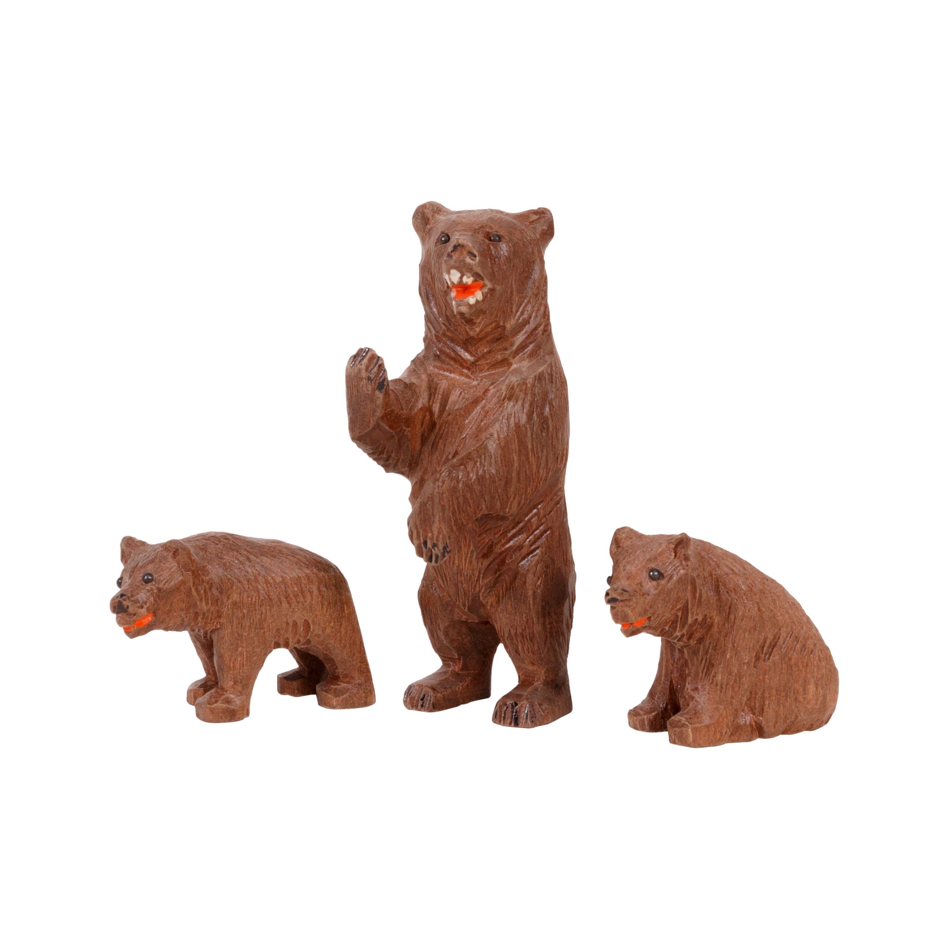 Ma and Two Cubs Bear Carving, Furnishings, Black Forest, Figure