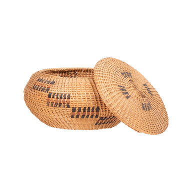 Washoe Lidded Basket, Native, Basketry, Vertical