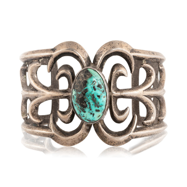 Cerrillos Turquoise Sandcast Bracelet, Jewelry, Bracelet, Native