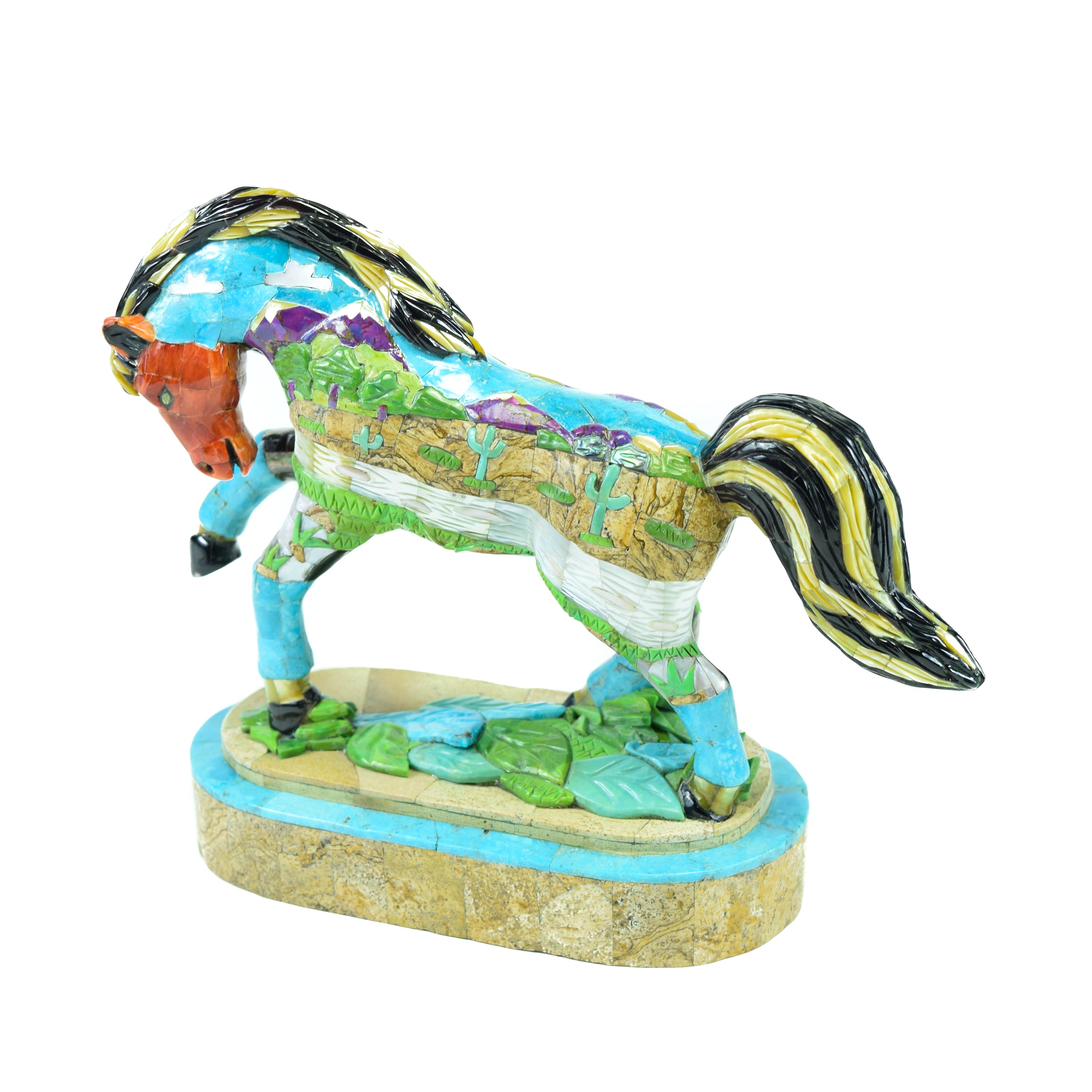 Turquoise Desert Stallion Sculpture, Fine Art, Sculpture, Other