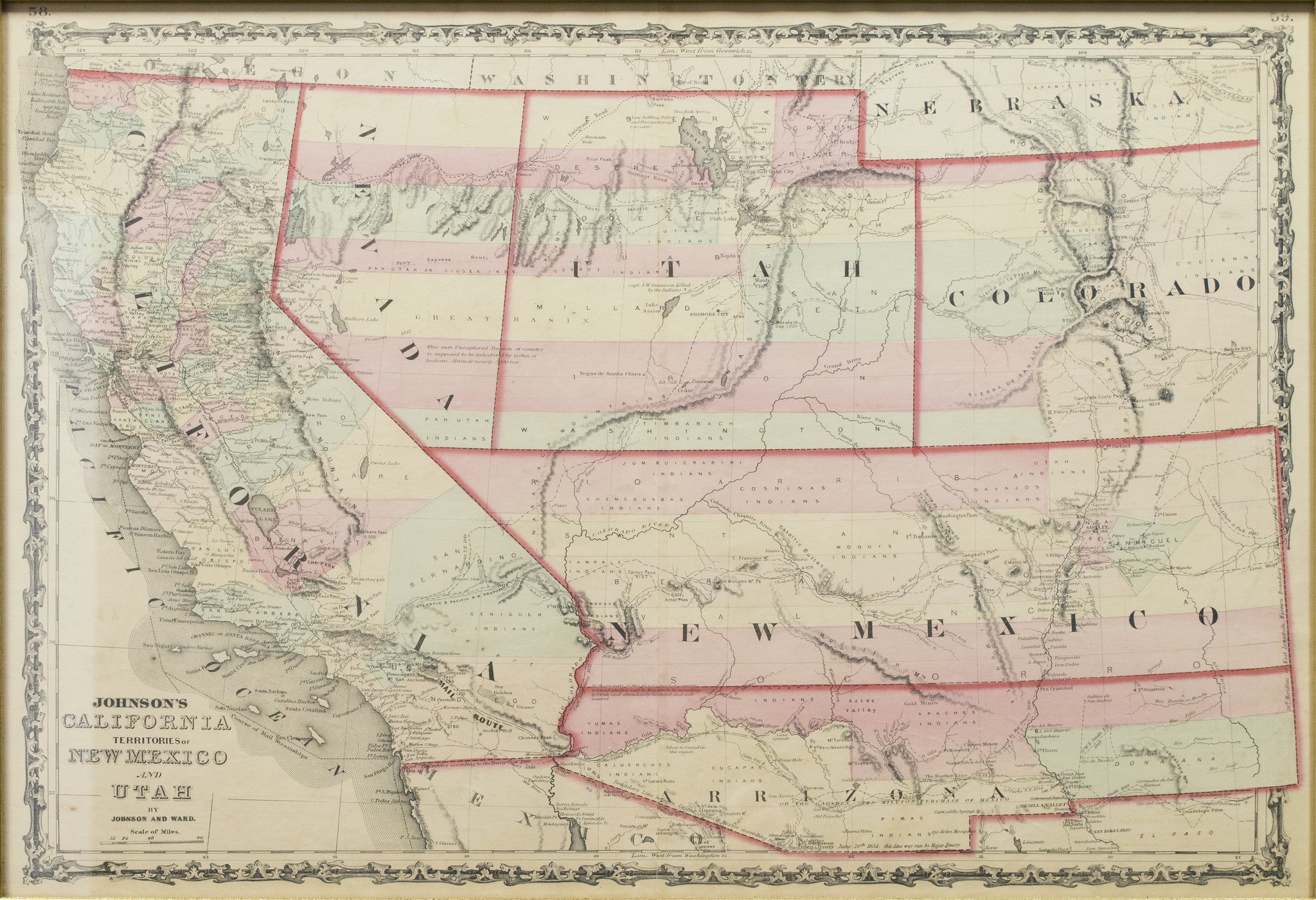 Map of Johnson's Territories of California 1862