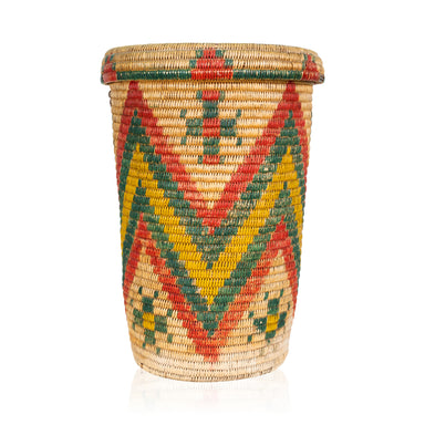 Jicarilla Apache Lidded Basket, Native, Basketry, Vertical