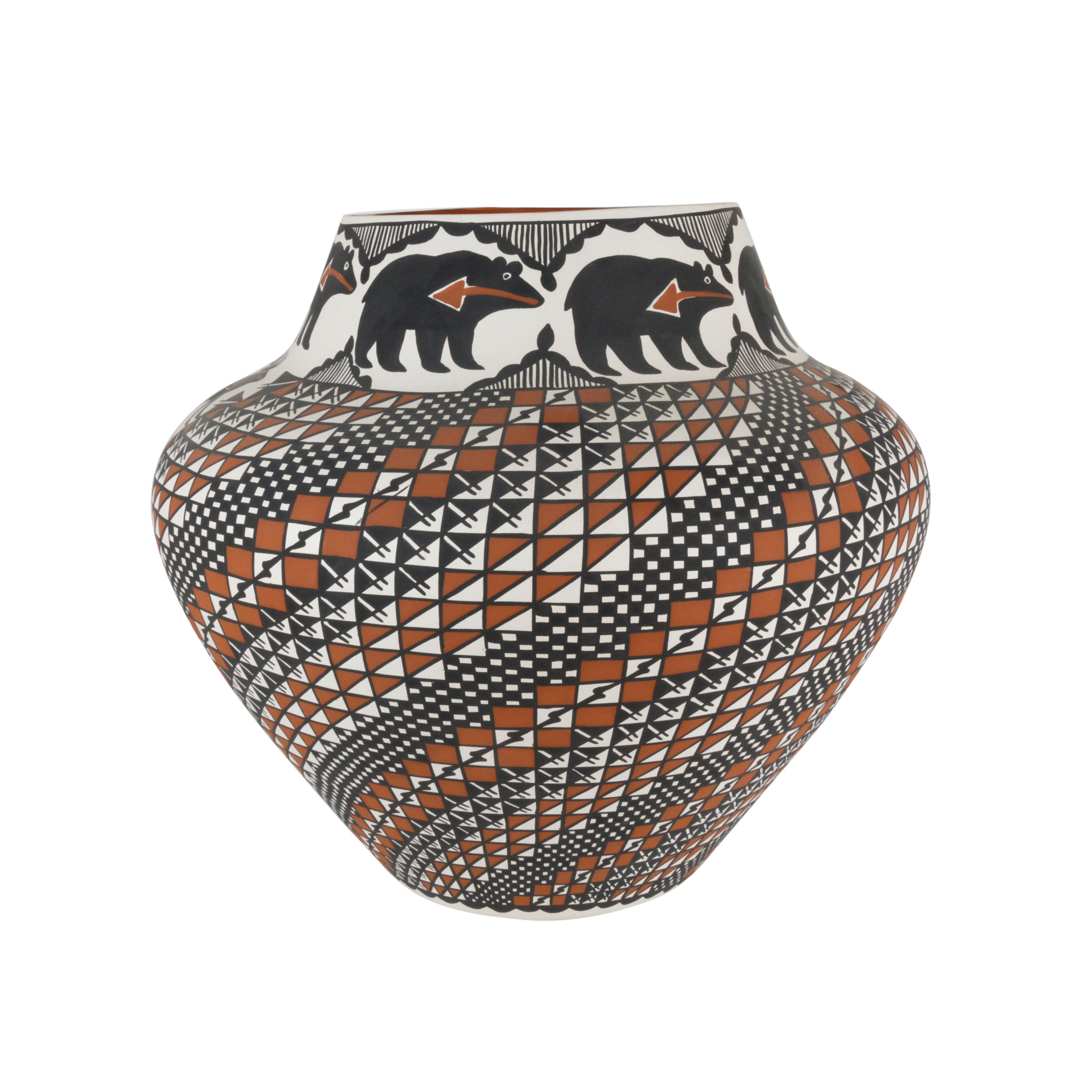 Acoma Pot with Bears and Elk