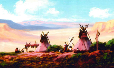 Plateau Encampment By Heinie Hartwig, Fine Art, Painting, Native American