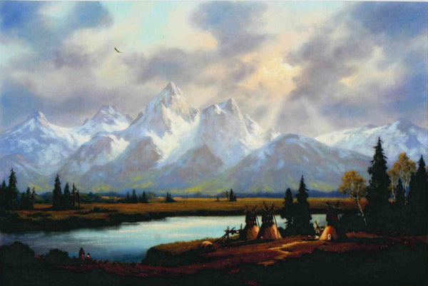 Grand Teton Vista by Heinie Hartwig, Fine Art, Painting, Native American