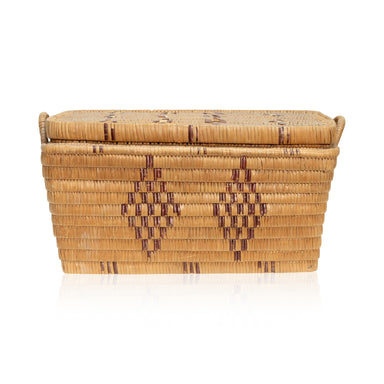Salish Lidded Trunk, Native, Basketry, Vertical