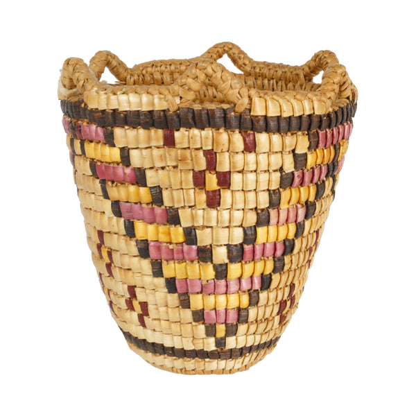 Polychrome Klickitat Basket, Native, Basketry, Vertical