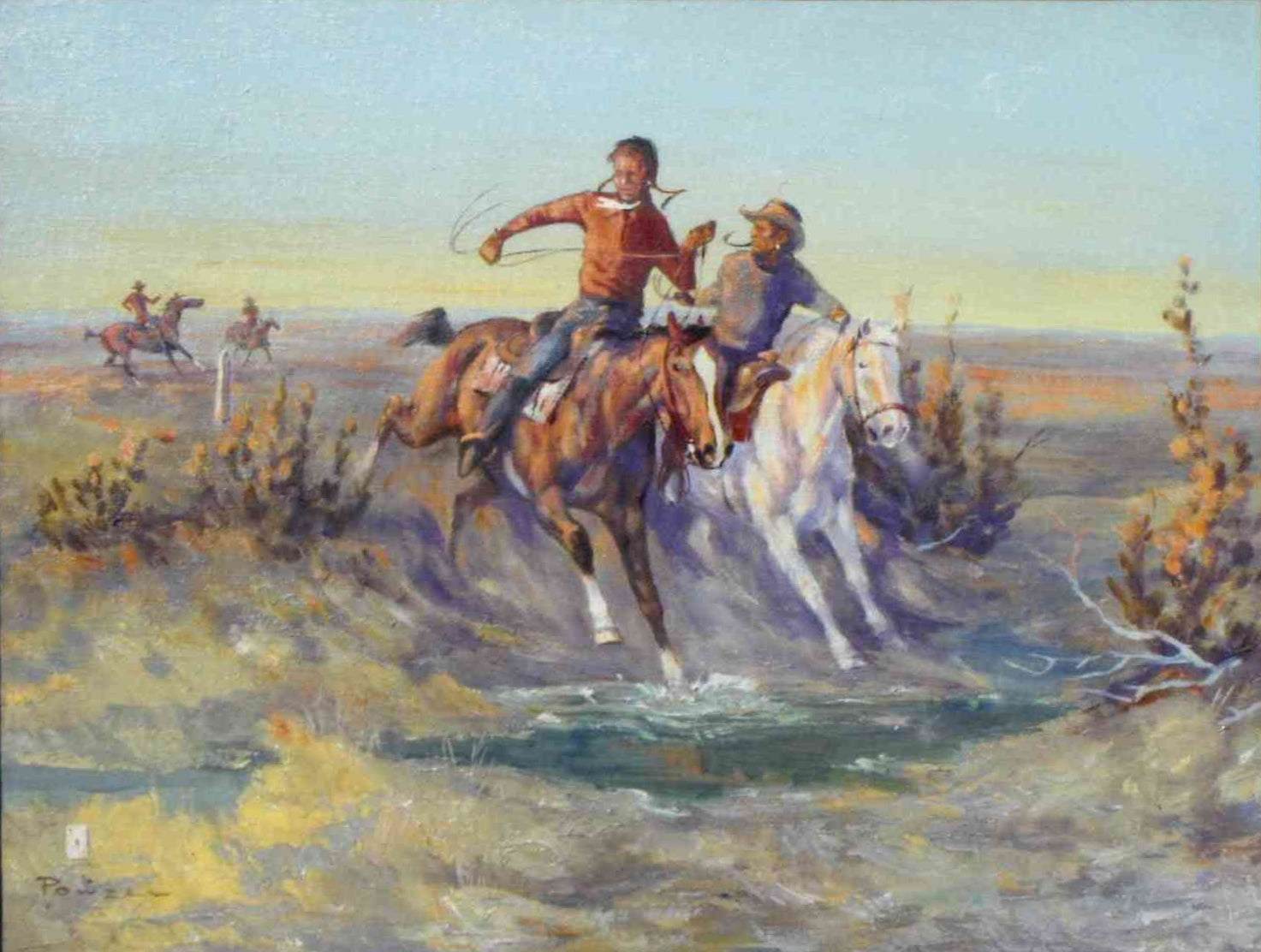 "Chasing the Blackfeet" by Ace Powell, Fine Art, Painting, Western
