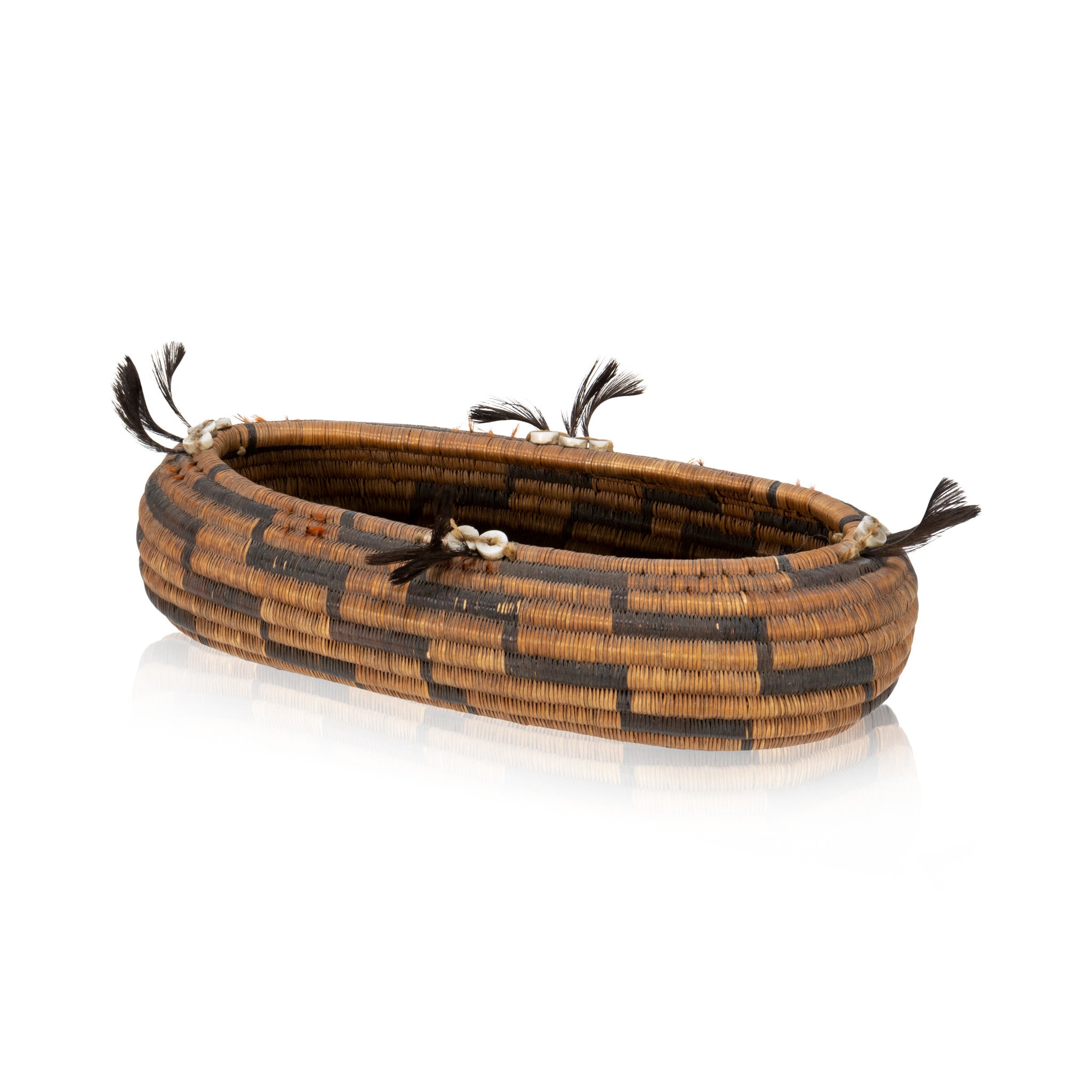 Pomo Boat Basket, Native, Basketry, Vertical