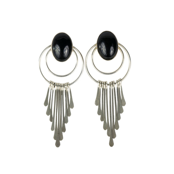 Sterling and Onyx, Jewelry, Earrings, Native