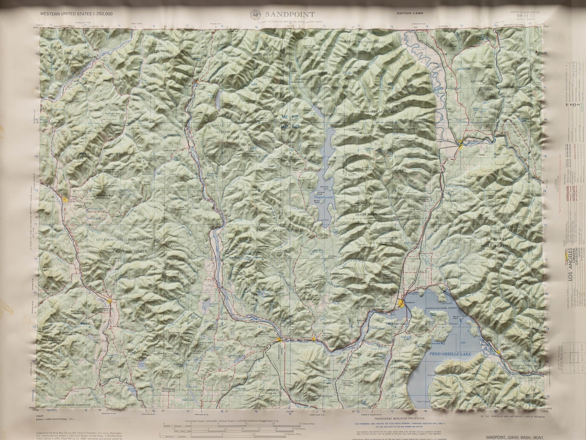 Map of Lake Pend Oreille 1950