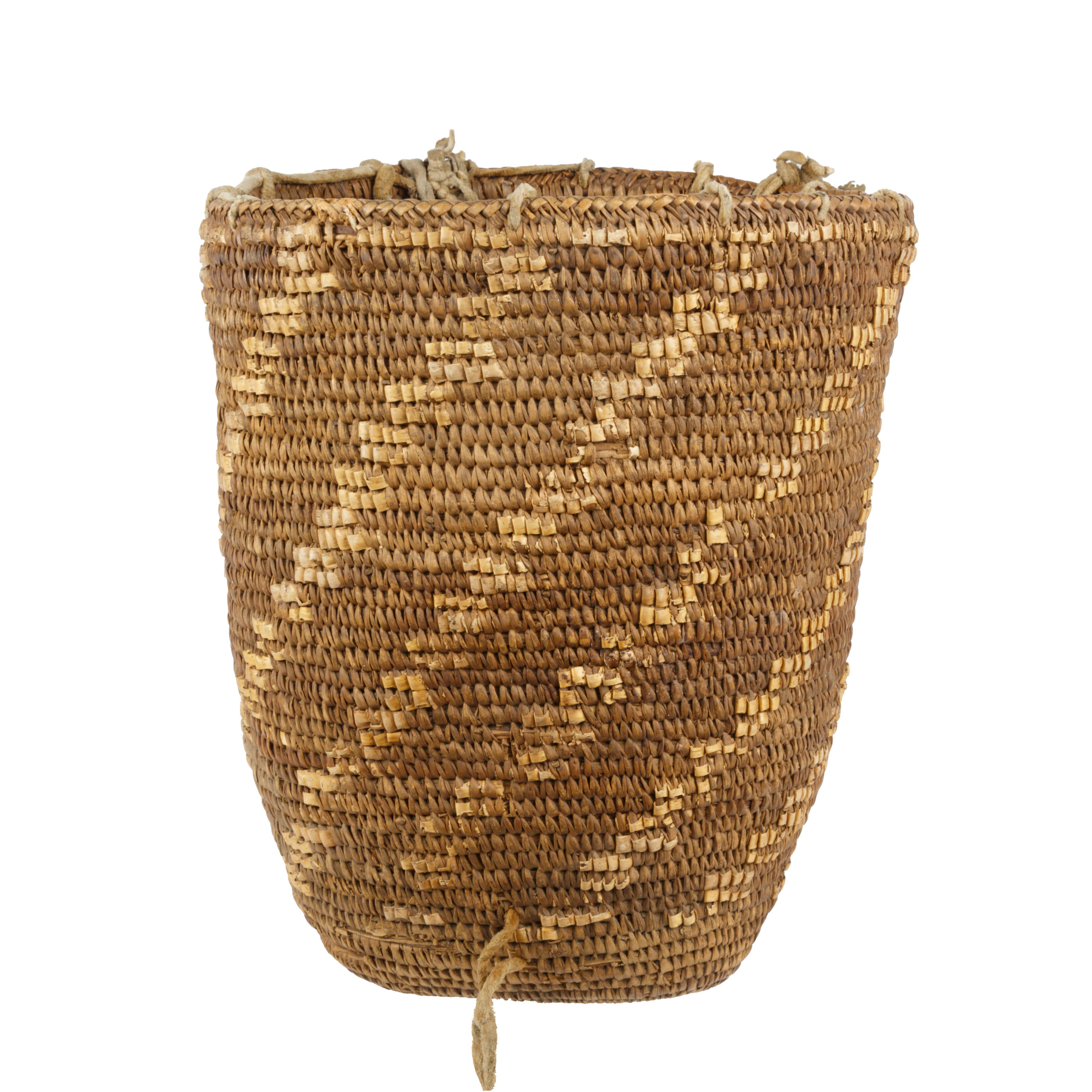 Partially Imbricated Klickitat Basket, Native, Basketry, Vertical