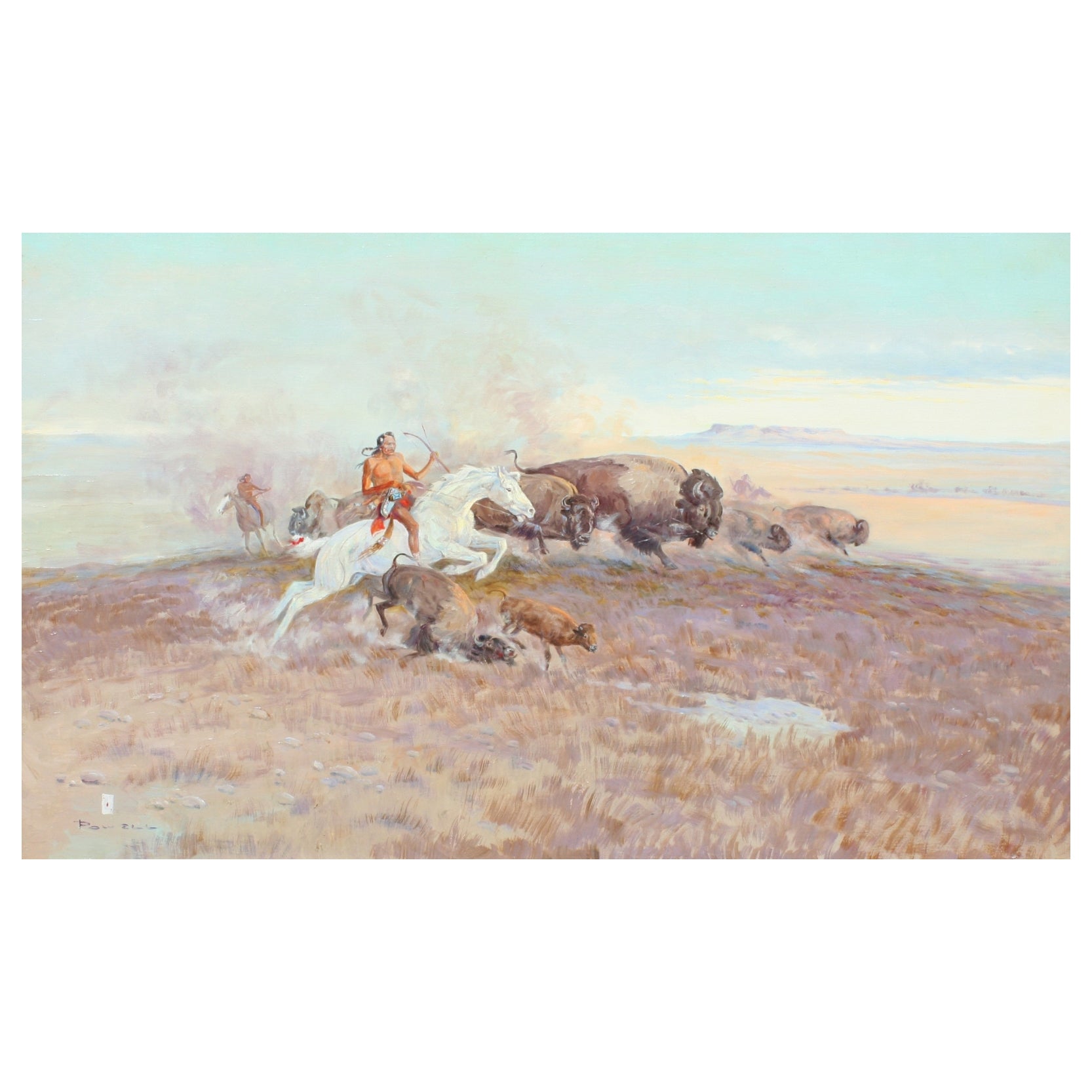 "Buffalo Hunt" by Ace Powell, Fine Art, Painting, Native American