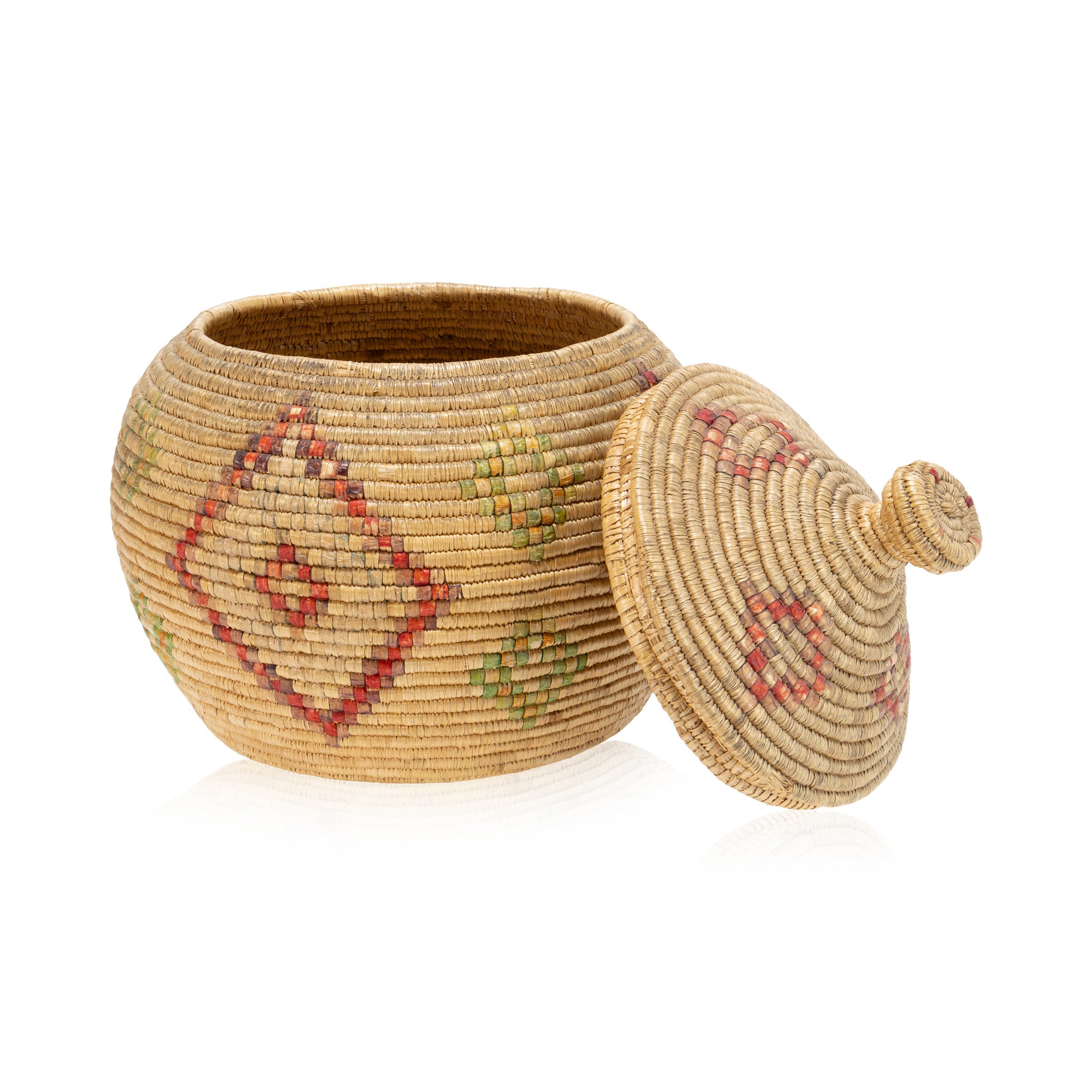 Eskimo Basket with Lid, Native, Basketry, Vertical