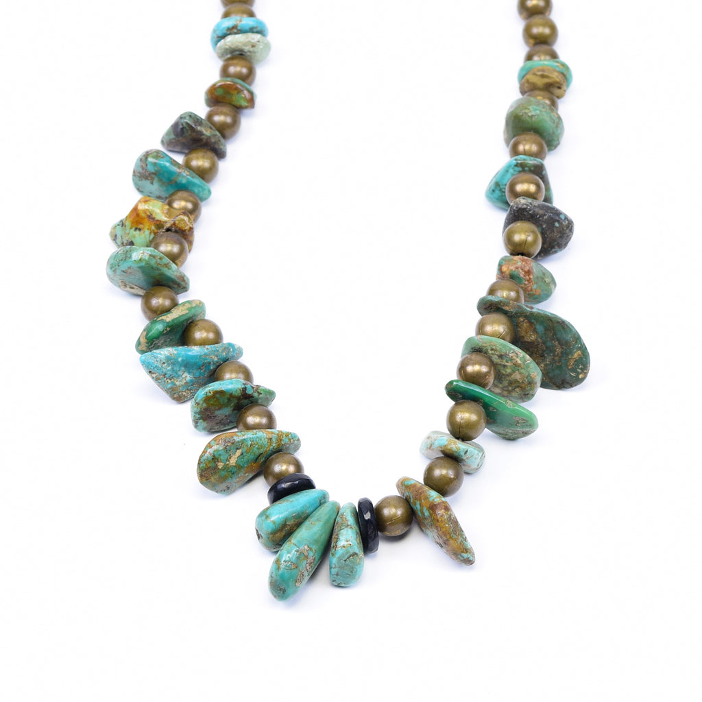 Turquoise Large Bead Necklace Navajo Made - The Crosby Collection Store