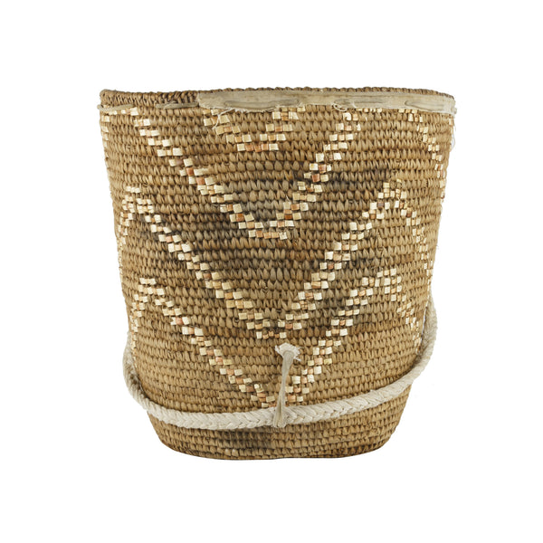 Klickitat Basket with Geometric Imbrication, Native, Basketry, Vertical