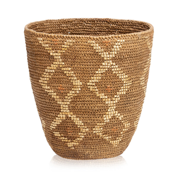 Klickitat/Cowlitz Polychrome Basket, Native, Basketry, Vertical