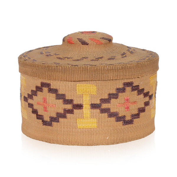 Tlingit Rattle Top Basket, Native, Basketry, Vertical