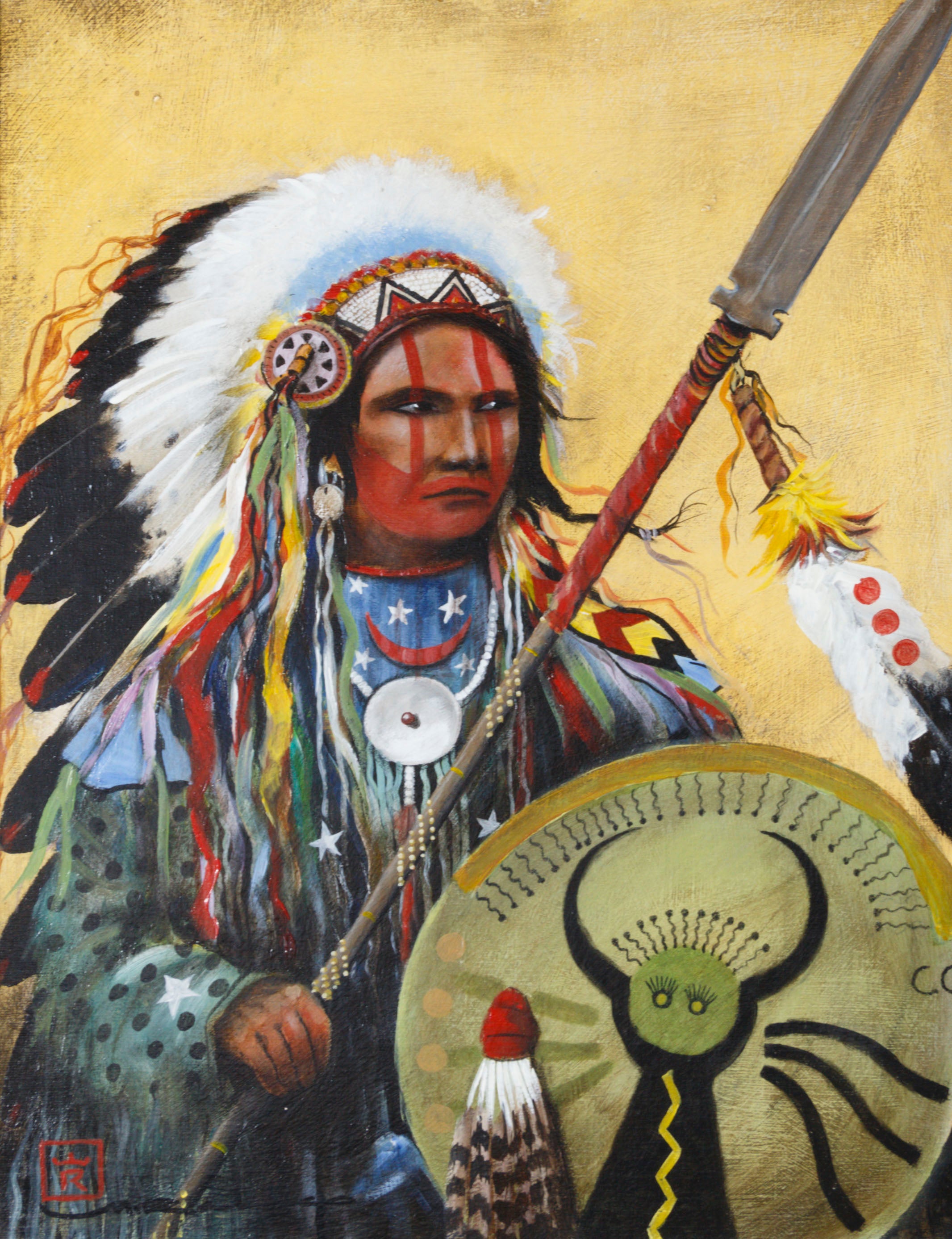 War Paint by Mario Rabago, Fine Art, Painting, Native American