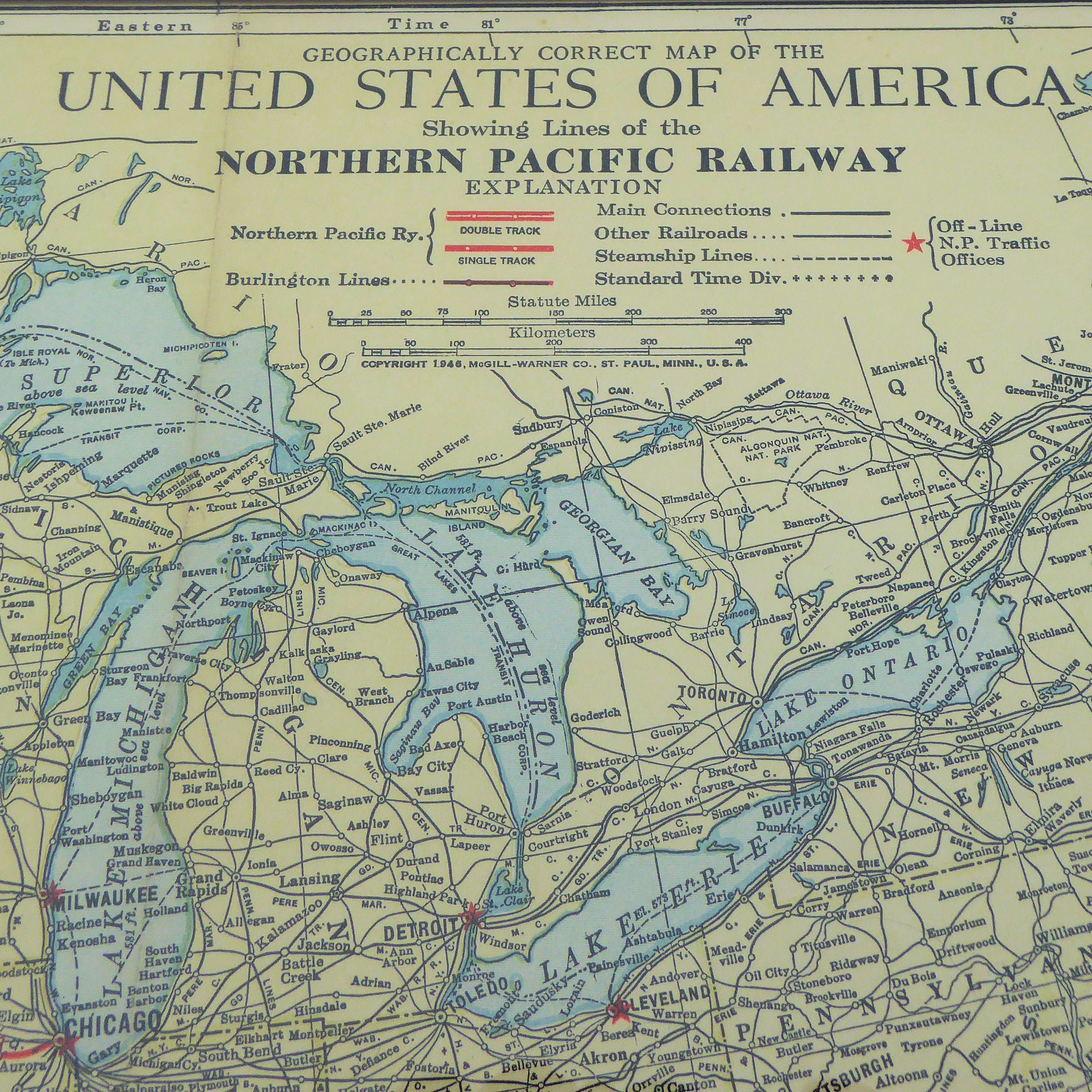 Map of Northern Pacific Railway 1946
