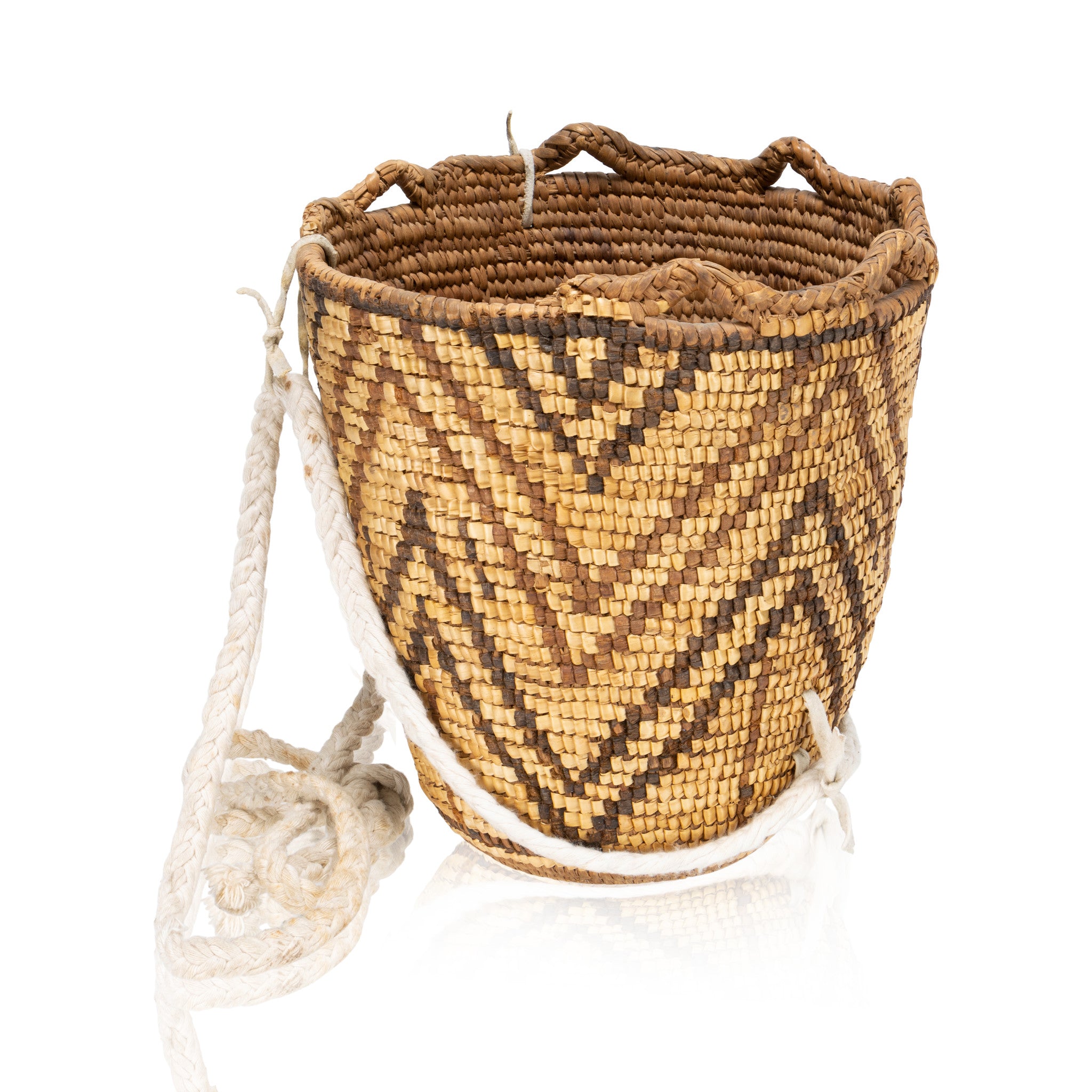 Highly Decorated Klickitat Basket, Native, Basketry, Vertical