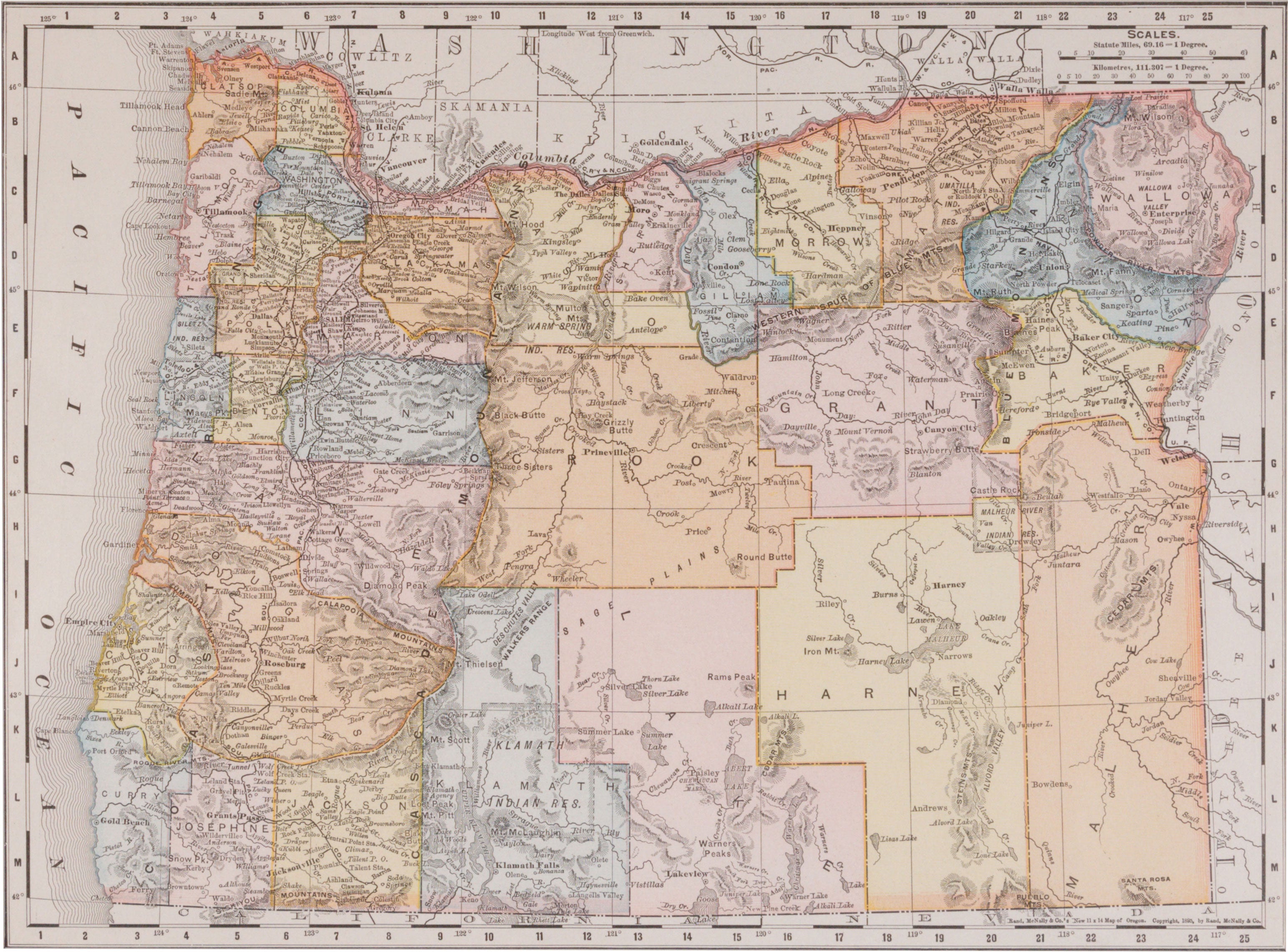 Map of Oregon 1895